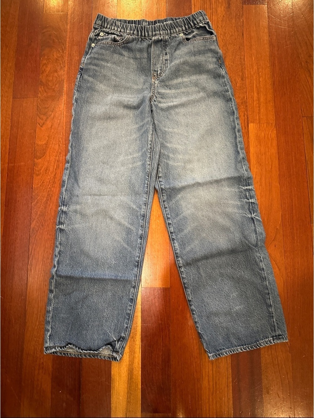 GAP Light Blue Kids Relaxed Elastic-Waist Jeans - inseam 27 1/2”